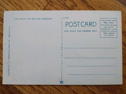 Farewell View of Biscayne Yacht Club Miami FL White Border Postcard - Picture 2 of 2