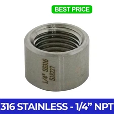 1/4" .25" NPT 316 SS Stainless Steel Thread Half Coupling Weld On Pipe Bung  304