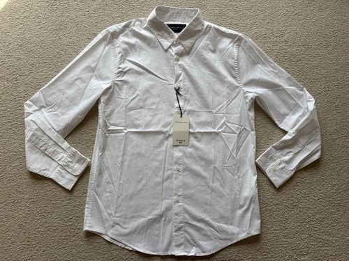 Abercrombie & Fitch Herren A&F Go To Hemd Weiß Knopfleiste Langarmshirt Oberteil S