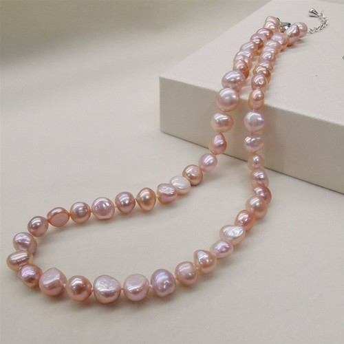 Genuine 8-9mm Purple Freshwater Baroque Pearl Necklace 18" - Picture 11 of 12