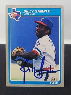BILLY SAMPLE Signed Autographed 1985 Fleer Baseball Card #566 Texas ...