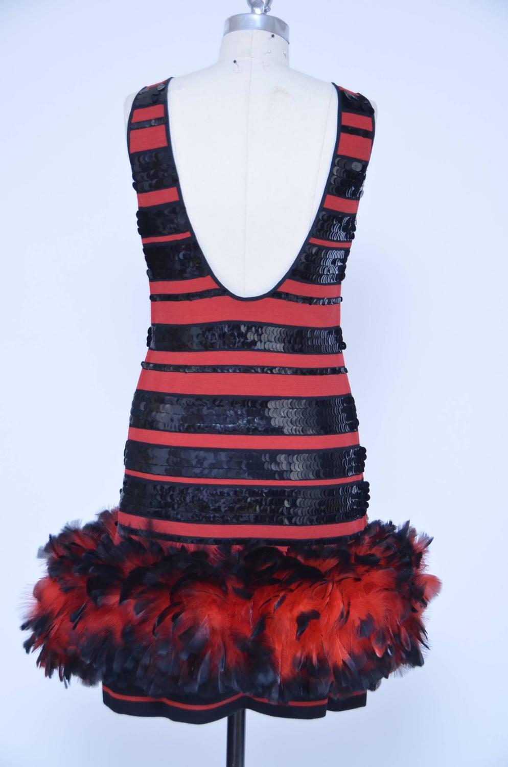 Michaele Vollbracht Vintage  1980's Feather's And Sequence Dress New 6 US image 4