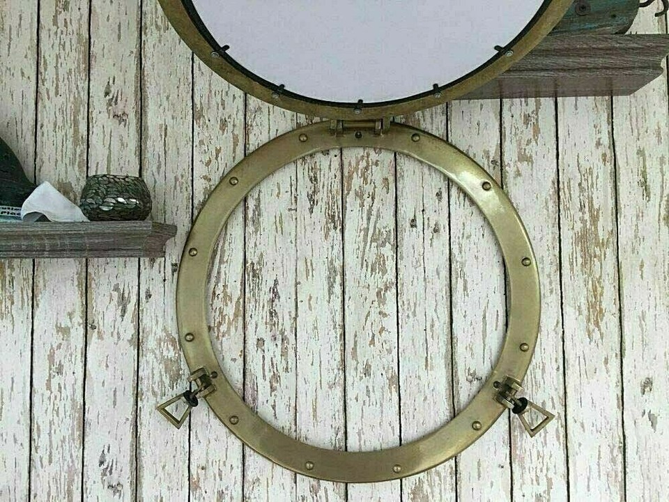 20"Porthole Nautical Cabin Wall Decor Porthole Mirror Antique Brass