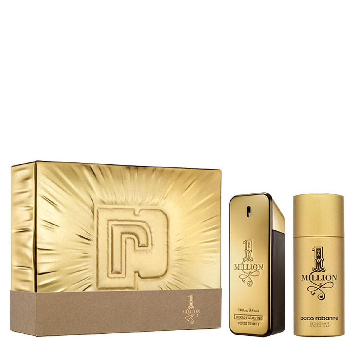 PACO RABANNE 1 MILLION 2 PC GIFT SET FOR MEN - 3.4OZ EDT + 5.0OZ