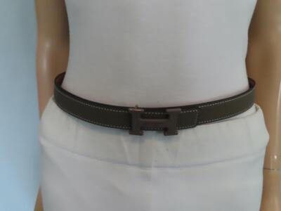 HERMES Taupe/Natural 24mm Reversible Mini Constance H Belt Size 75