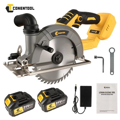CONENTOOL 165mm 21V Cordless Circular Saw 6900RPM with Blade & 2x4000mAh Battery & Charger