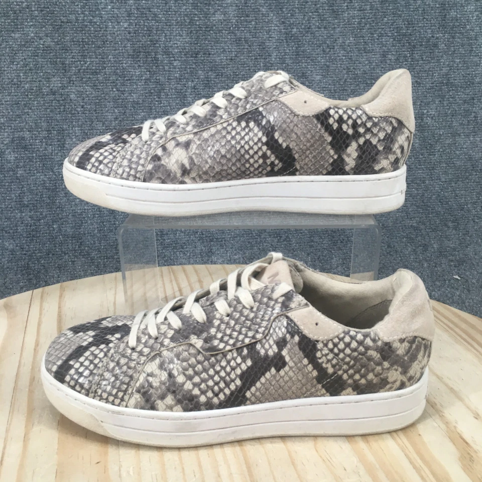 Michael Kors Zapatos Mujer 7.5 Keating Piel de Serpiente Zapatillas con Cordones Cuero Gris Foto 2 de 4