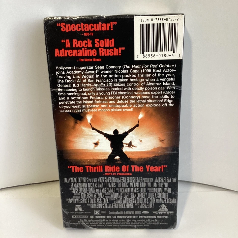 The Rock Movie VHS Video Tape(Sean Connery/Nicolas Cage)NEW SEALED-1996 Action - Imagem 3 de 4