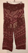VTG 90'S HIPPY BOHO MADE IN INDIA FLORAL PAISLEY PRINT WIDE LEG CROP PANTS M/L