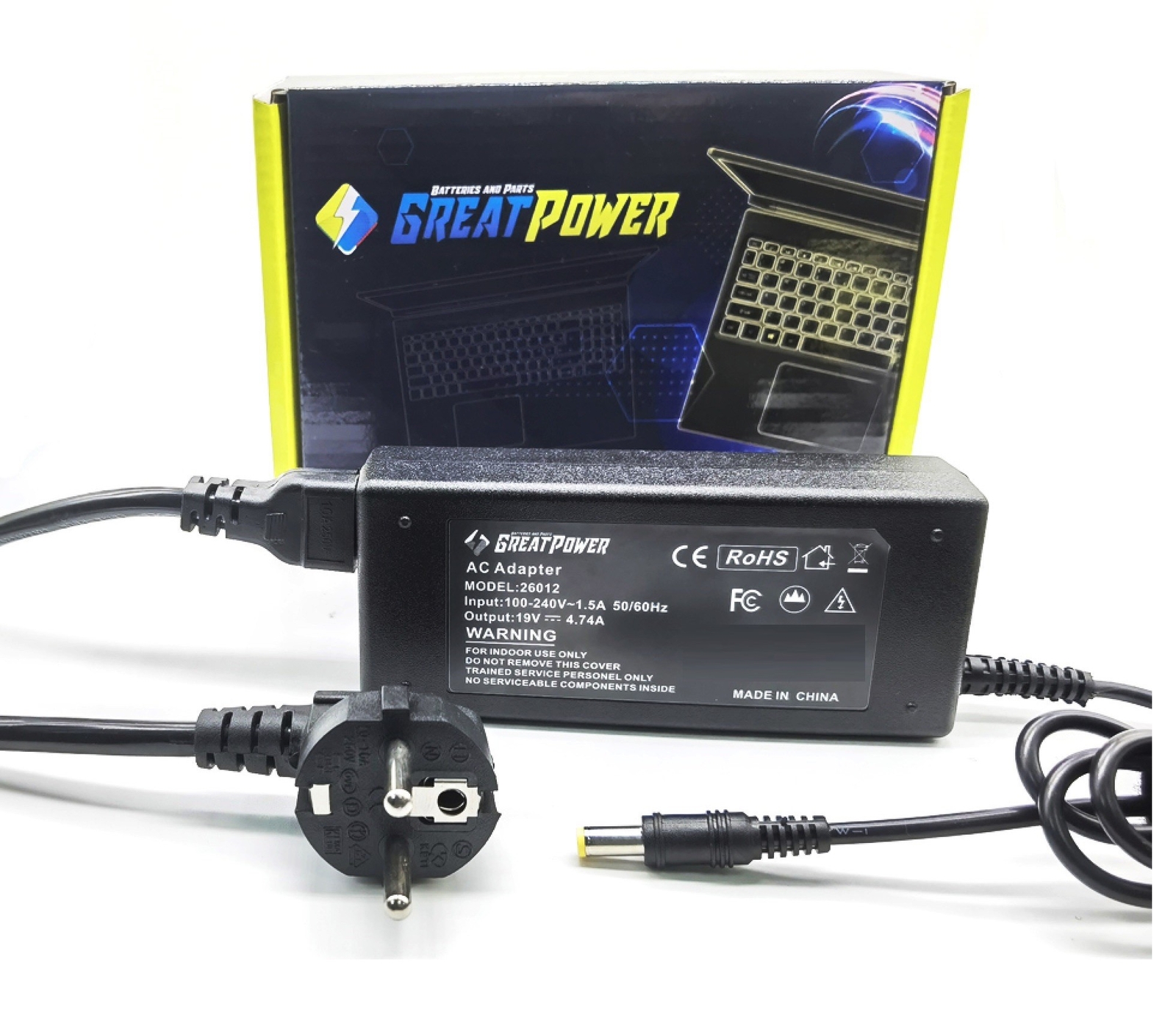 Alimentatore caricabatteria compatibile con Acer 19V - 90W- 4,74 Ampere - 5,5*1,