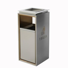 Square Stainless Steel Standing Ashtray Cigarette & Waste Bin Outdoor in Silver