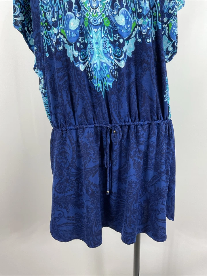 Vestido Lauren Ralph Malla Transparente Natación Cubrir Lauren Verde Azul Paisley Talla S Foto 4 de 4