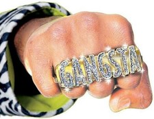 Gangsta Ring Costume Jewelry Accessory Retro Old School Gangster Rapper Pimp DJ