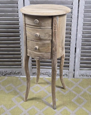 Bedside table wooden 3 drawers round tall wood side table small narrow bedside