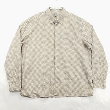 Ted Baker Shirt Mens 6 XL Brown White Geometric Cotton Long Sleeve Button-Up