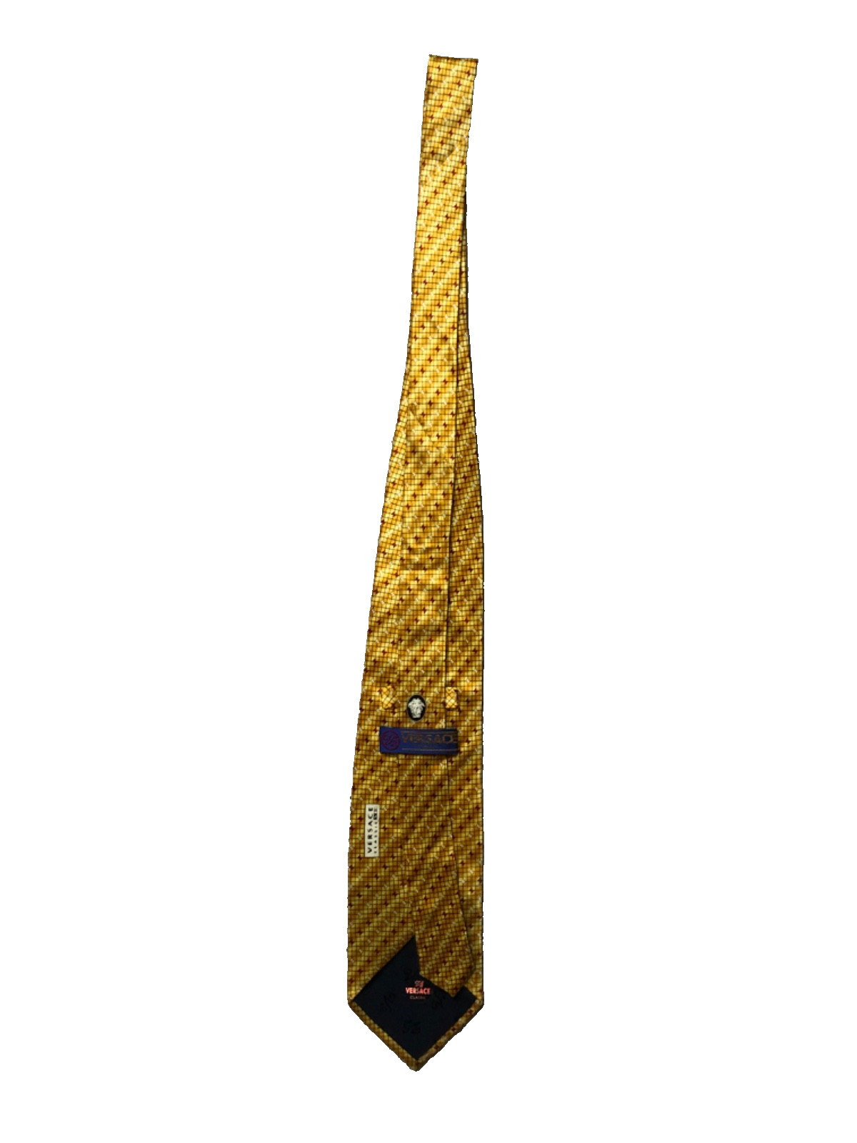 Rare Vintage Versace Classic v2 Silk Tie Luxury Designer Hand Made Gold Yellow image 2