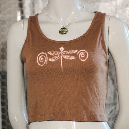 Hand Painted Bleach Dyed Top, Original Dragonfly Design, Wearable Art