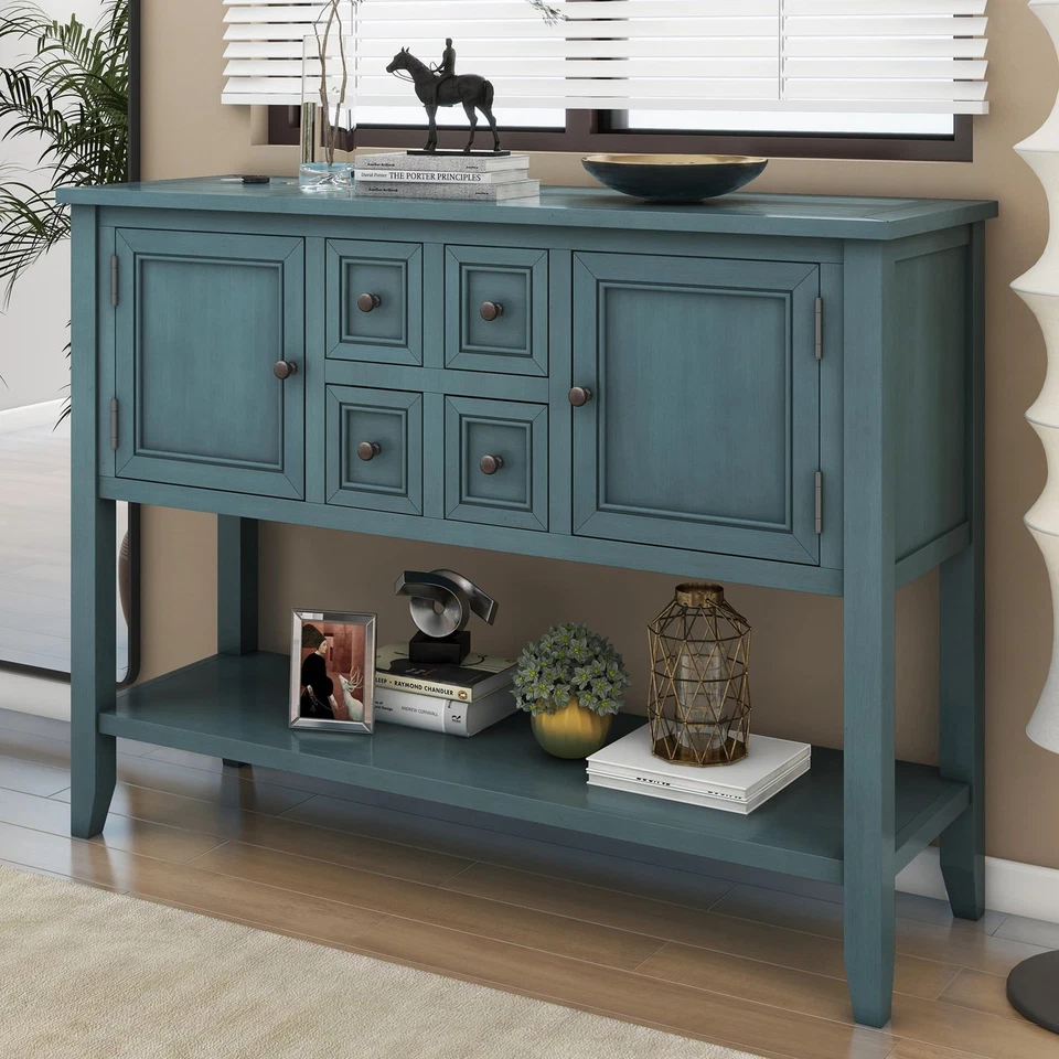 P PURLOVE Consola Mesa Buffet Aparador Sofá con Cuatro Cajones de Almacenamiento Dos Foto 2 de 4