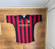 Umbro Manchester City Soccer Jersey Vintage 2011-12 Away Football Shirt Boys L