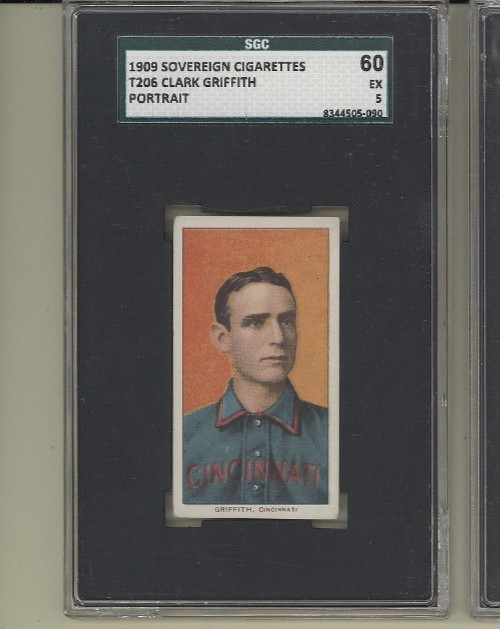 1909 T206 Clark Griffith Portrait Cincinnati Reds HOF Sovereign 150 SGC 5