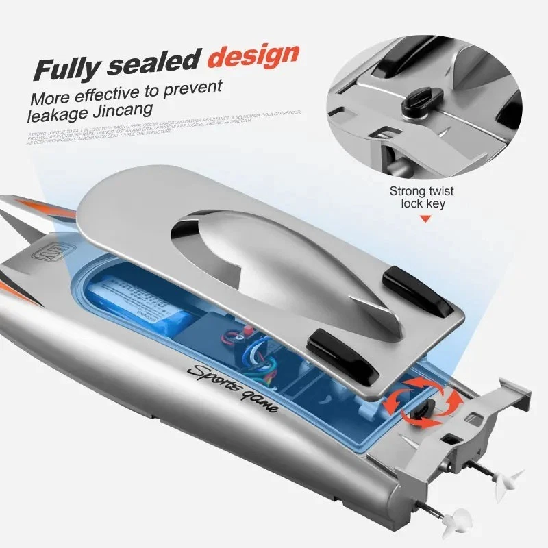2.4G RC High Speed Racing Boat Waterproof Double Motor Remote Control Speedboat - Image 2 of 3