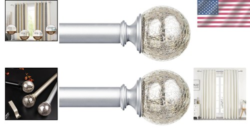 Stylish Adjustable Curtain Rods 2-Pack 32-86 Inch with Decorative Finial Details - Picture 2 of 8