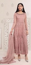 Maria B Pink Net Embroidered Anarkali Salwar Kameez Set for Women Size S