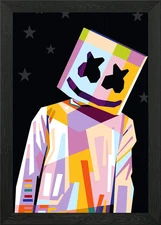 Marshmello Pop Art Portrait Framed Wall Art Poster Canvas Print Picture