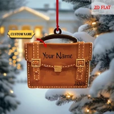 Personalized Briefcase Ornament 2D FLAT, Custom Name Christmas Gift 2025