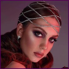 Hollow Rhinestone Mesh Headpiece Wedding Head Chain Jewelry for Women Luxury