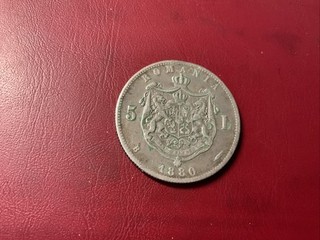 Romania 5 Lei 1880 Argento