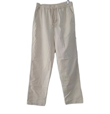 Men's Linen Blend Cream Casual Pants Size XL