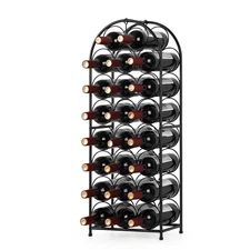 23 Bottles Freestanding Floor Metal Wine Rack with Iron Handle Stylish and Fu...