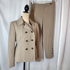 Vtg Kasper Tan Pant Suit Big Buttons Size 8P Jacket, 6p Pants Corporate EUC