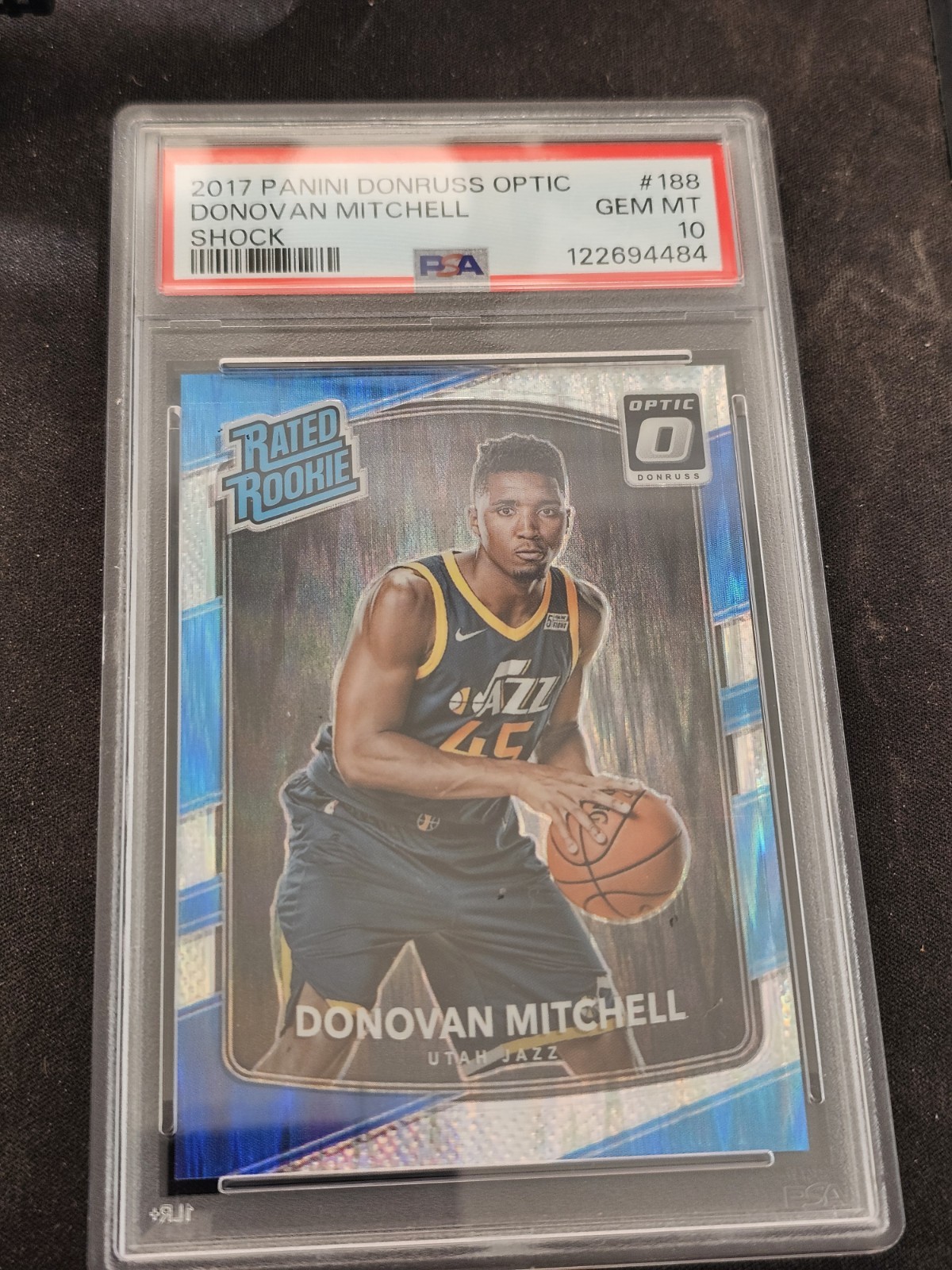 2017 Donovan Mitchell - Panini Donruss Optic Shock #188 - PSA 10 Rookie Gem Mint