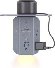 Wall Outlet Extender Surge Protector with Shelf USB AC Power Strip Gray