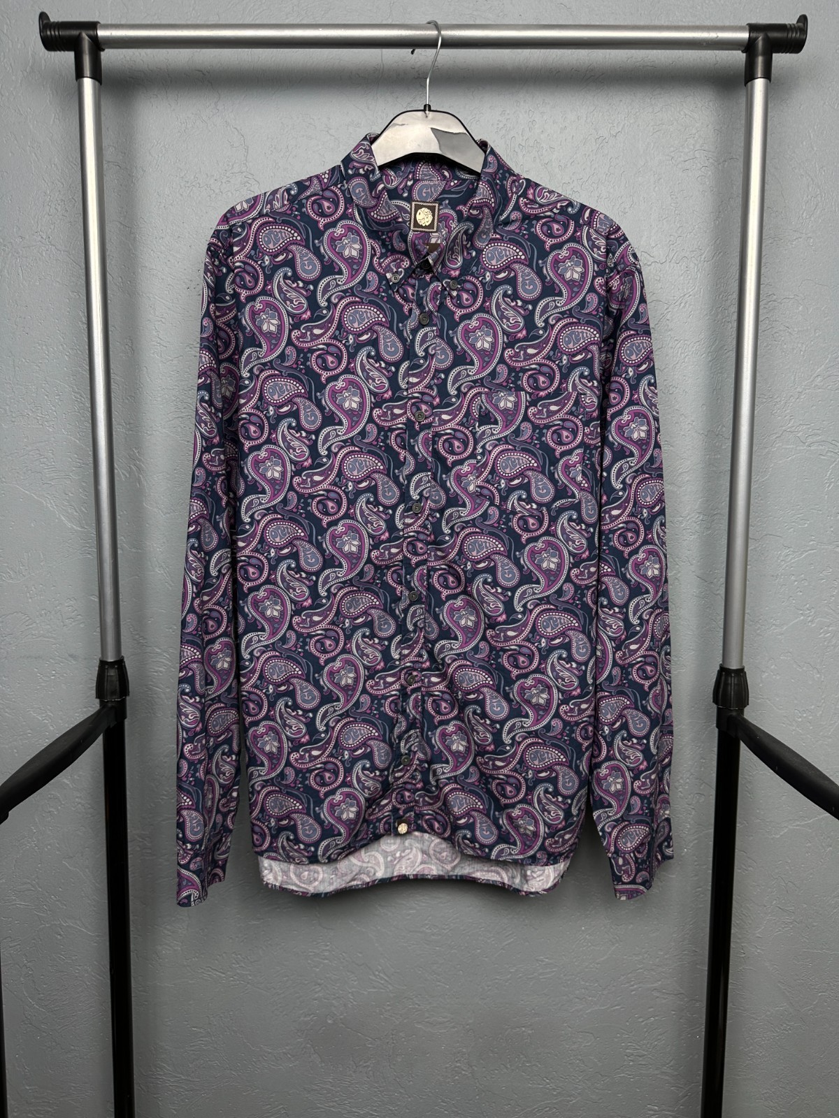 Pretty Green Mens Paisley Patterned Long Sleeve Shirt Size XL