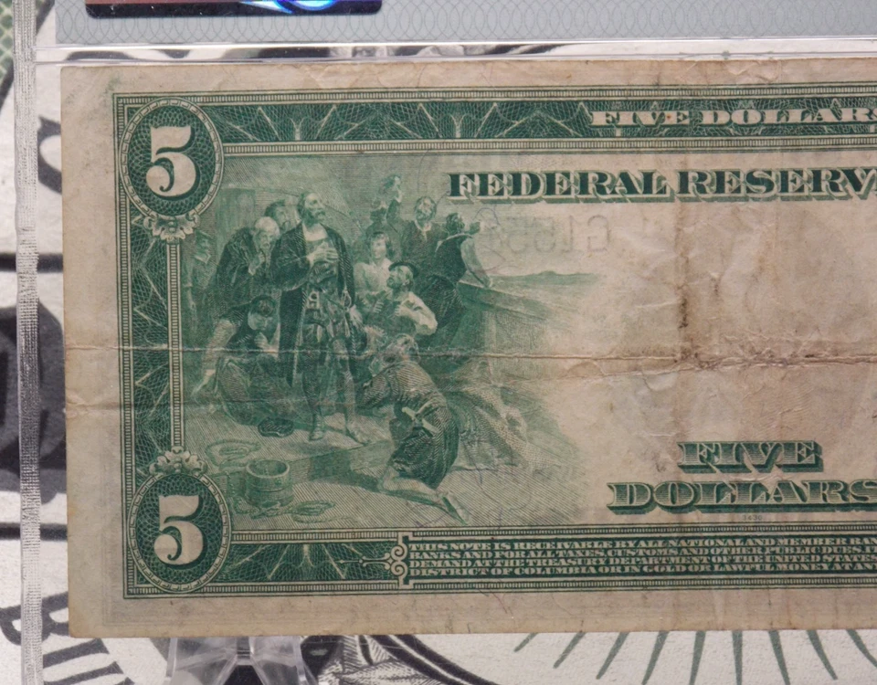 1914 $5 Federal Reserve Large Note *CHICAGO* Fr#871a PMG VF30 Very Fine FRN - Image 4 of 4