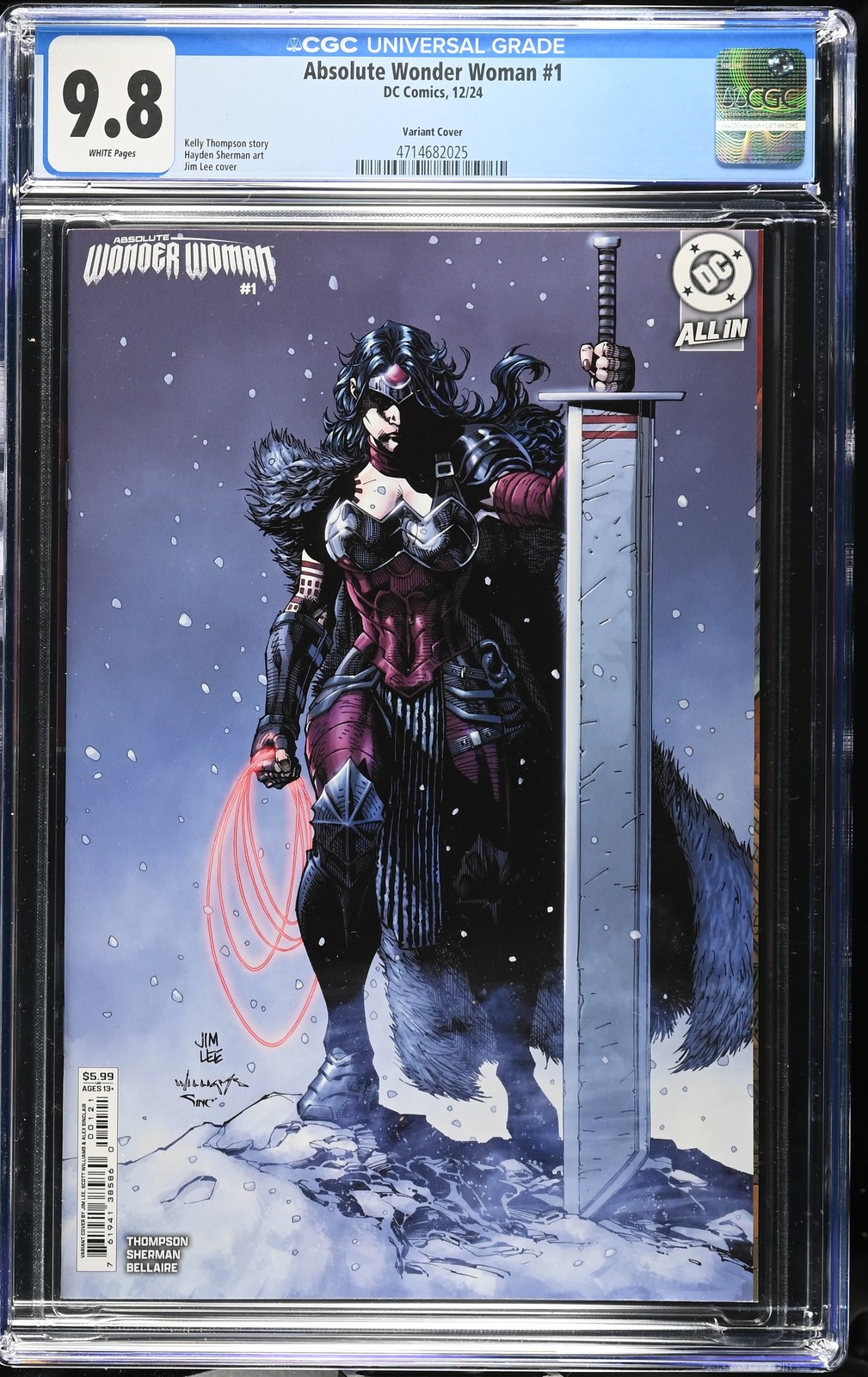 Absolute Wonder Woman 1 CGC 9.8 Jim Lee Variant Cover First Print