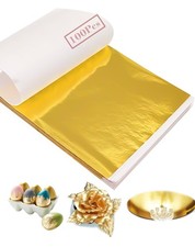 Gold Leaf Sheets for Art Foil Paper Flakes Resin Crafts Gilding 100 Pcs Pro