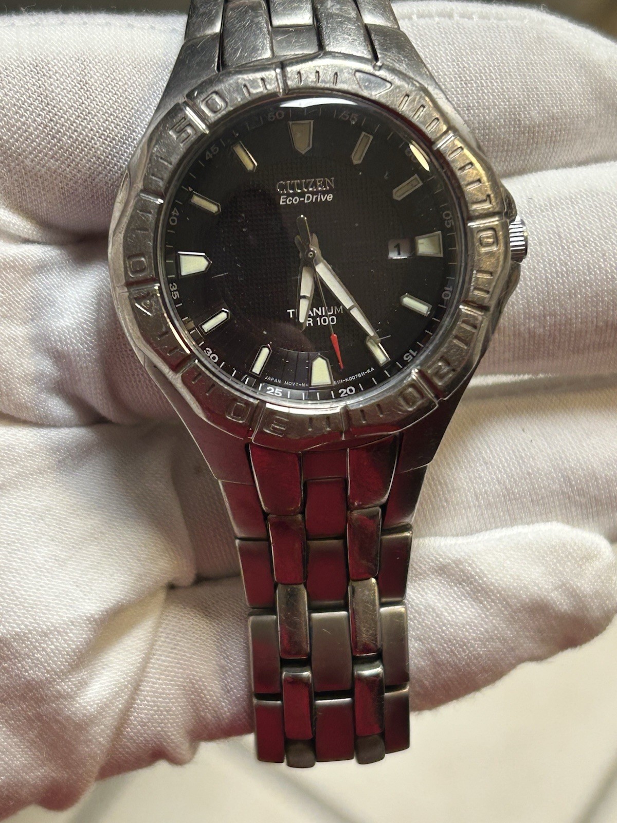 E111-K004764 Watch Dial Works VTG Men’s Watch, Citizen Eco-Drive Black Titanium - vintagewatches.pk