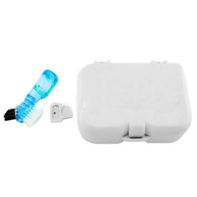 False Teeth Storage Case Container Denture Box w/ Mirror Clean Brush Appliance B