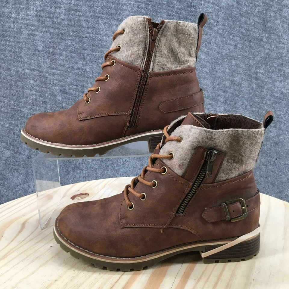 Botas de Senderismo Extreme by Eddie Marc para Mujer 8 Marrón Imitación Cuero Con Cordones Exterior Foto 2 de 4