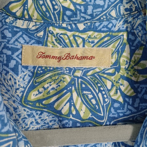 Tommy Bahama Herren Hemd Seide Blumen Kurzarm Blau Grün Tropical Größe L - Bild 4 von 10
