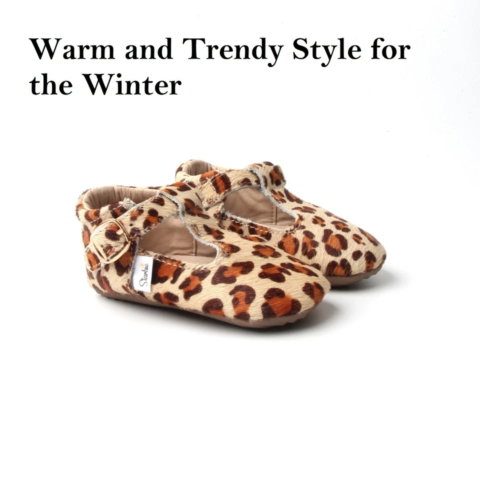 Mocassins de bebê leopardo sapatos de bebê sapatos infantis mocassins Mary Janes estampa animal - Imagem 2 de 4