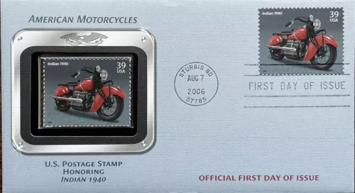 Fleetwood 4085 American Motorcycle 1940 Indian Encased Stamp 