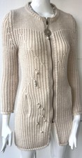 Elisa Cavaletti Chunky Zip Coatigan Bead Detail Alpaca-wool-acrylic Size Uk M
