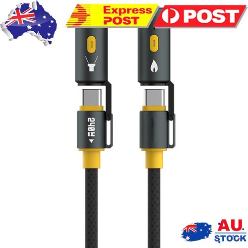 240W USB C Multi Charging Cable with Lighter & LED Lighting Braided USB C Cable