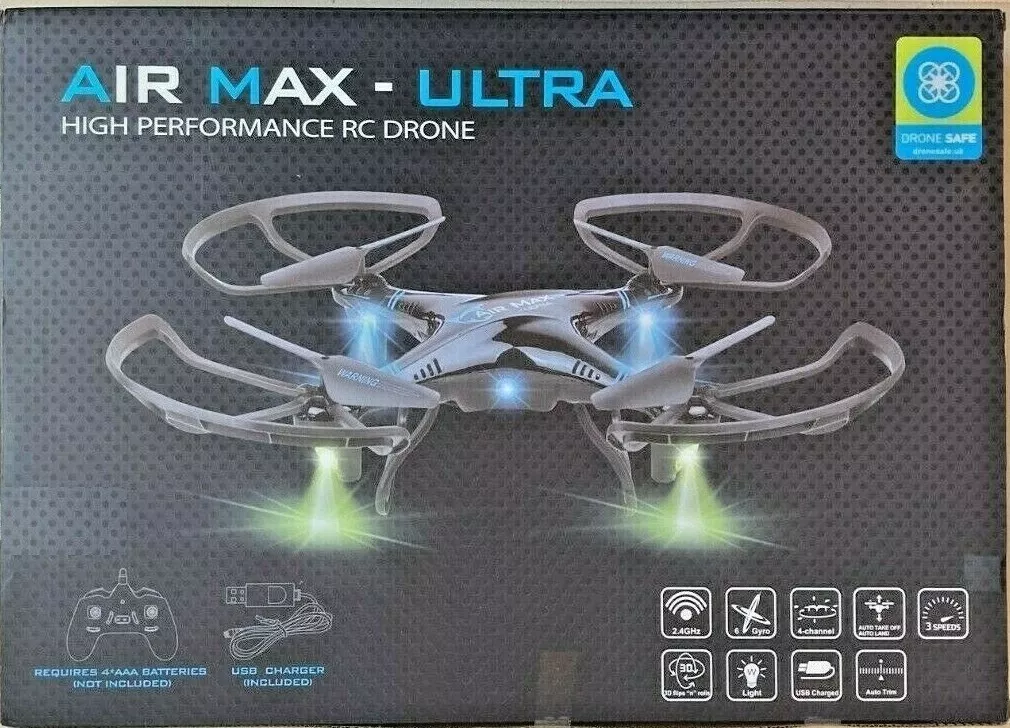 Air Max Ultra High Performance RC Drone Auto Take off Land Hover Flip 3 speeds