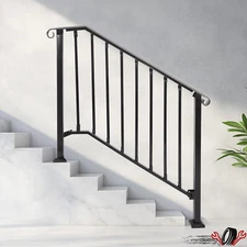 Adjustable Steel Step Handrail For 4-5 Steps Outdoor Stair Railing Universal